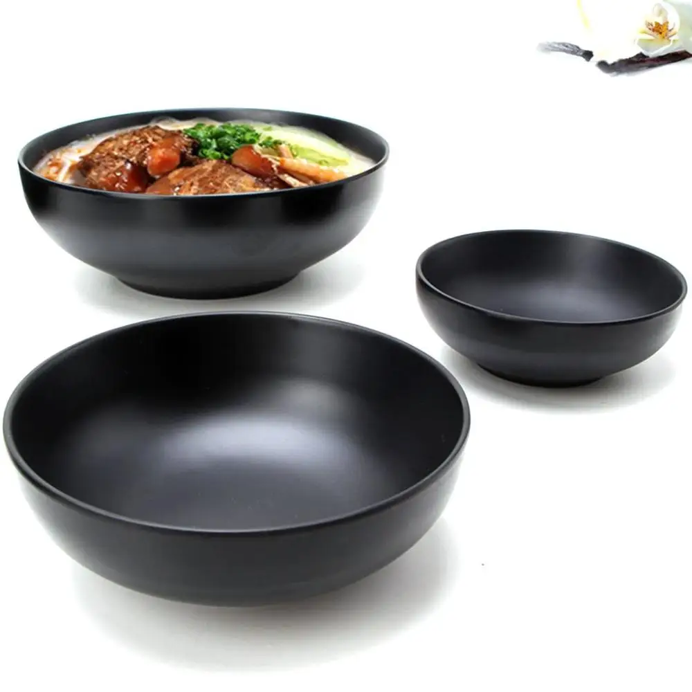 Melamine Bowl Tableware Japanese Style Ramen Bowl Imitation Porcelain Noodle Container Porridge Rice Soup Black Bowl For Home