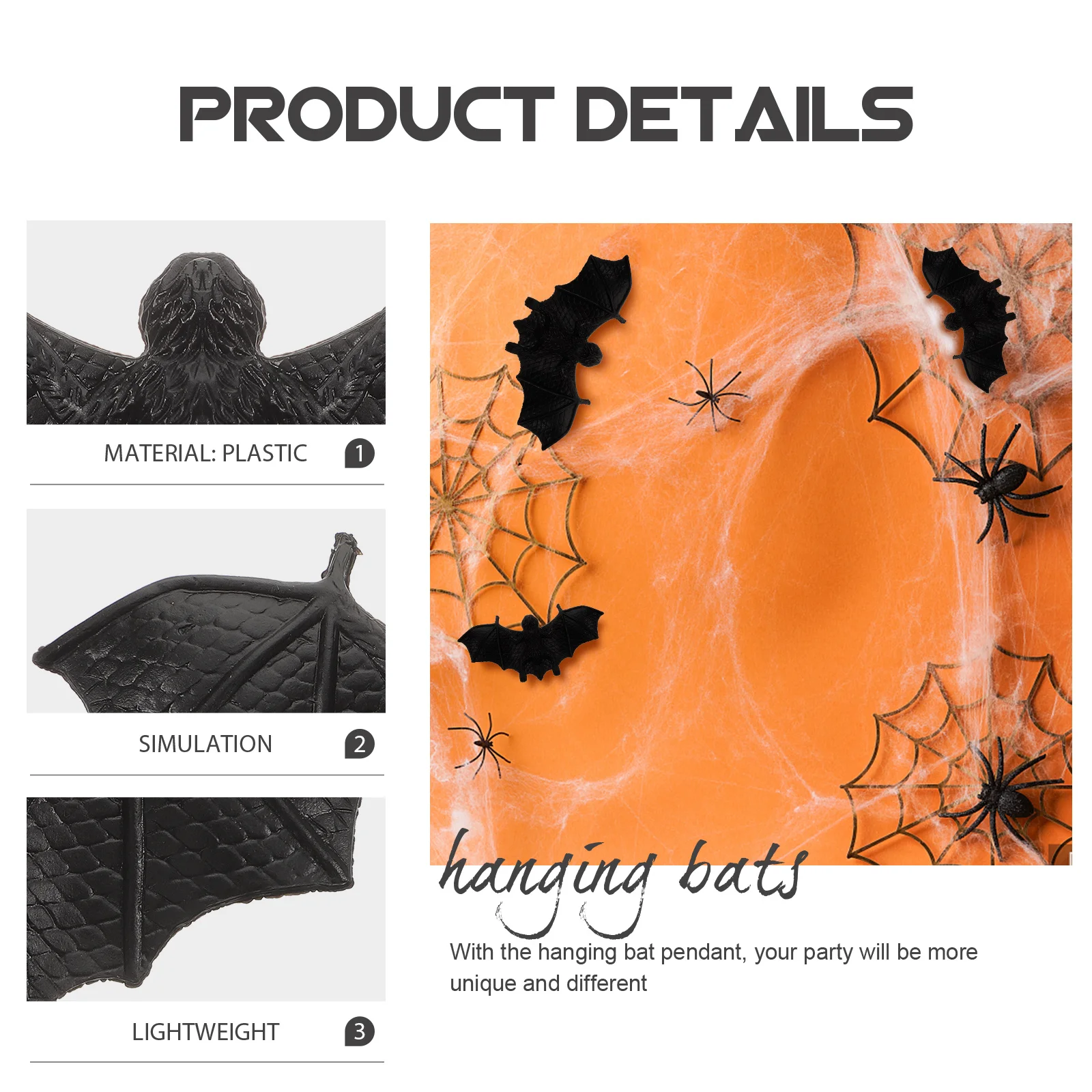 12Pcs Simulation Bat Hanging Pendant Halloween Decor Set Realistic Spooky Party Decoration Halloween Decor Set