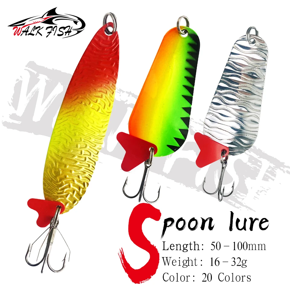 WALK FISH 16g/18g/21g/25g/28g/32g Metal Spinner Spoon Hard Fishing Lure Baits Treble Hook Sequins Noise Paillette Fishing Tackle