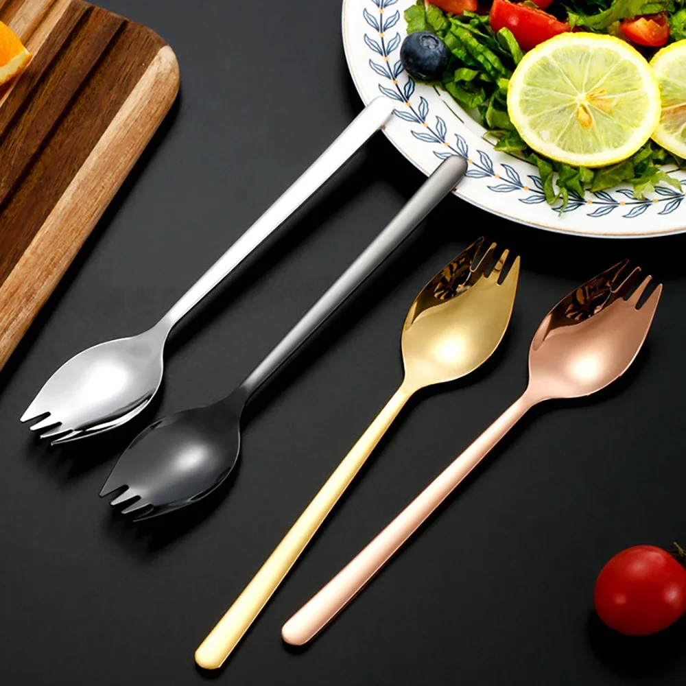 6/10pcs Stainless Steel Sporks 2 In 1 Silver Spork Spoon Fork Noodle Fruit Salad Fork Soup Dessert Spoon Home Kitchen Tableware