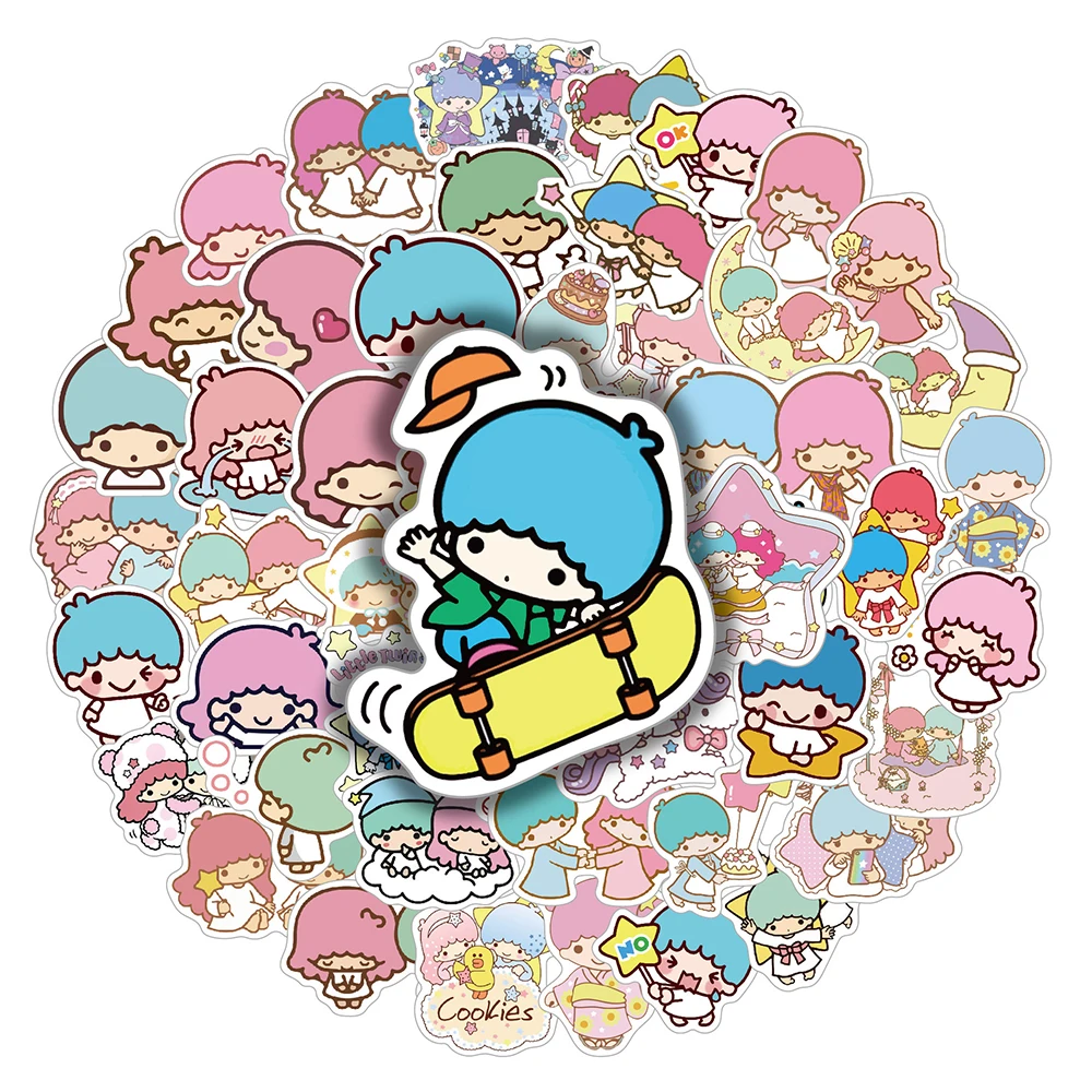 10/30/50/100 Stück süße kleine Zwillingssterne süße Sanrio Cartoon Aufkleber für Laptop Skateboard Scrapbook Bike Kawaii Aufkleber Aufkleber