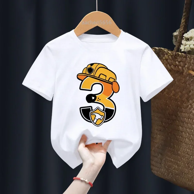 Children Hat My 2-6th Birthday Number Print  T-shirt Birthday Gift Present Clothes Baby Letter Tops Tee