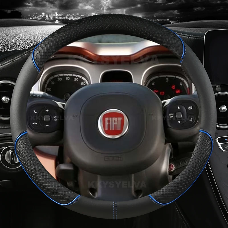 Car Steering Wheel Cover Microfiber Leather For Fiat Panda 2013 2015 2017 2019 2020 2021 2022 Auto Accessories