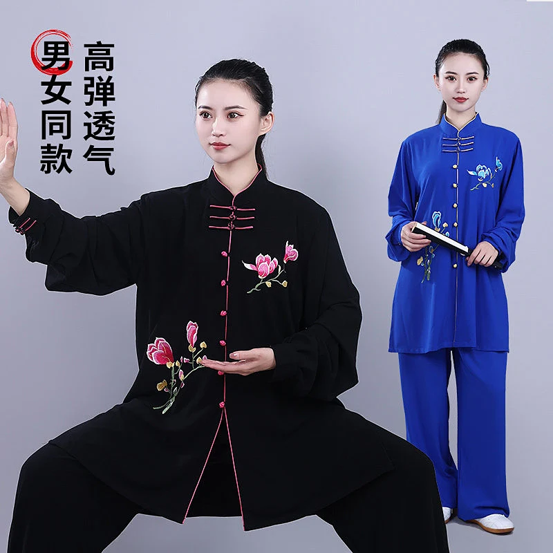 Unisex Tai Chi Suit Spring/Autumn Embroidered Performance & Training Wear Mid-Length Martial Arts Uniform New Chinese Style Adul