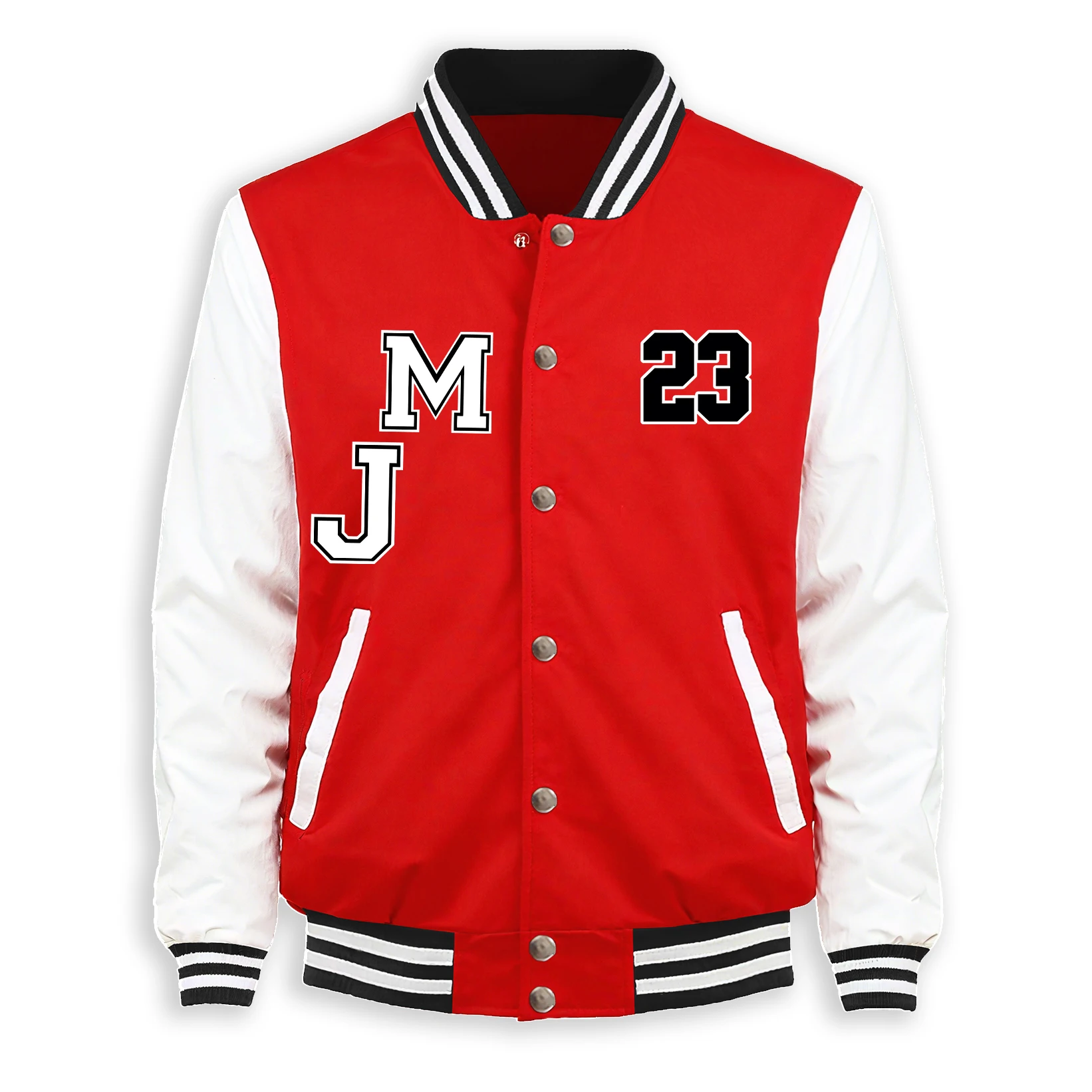 

Number 23 And Letter M J Men Jacket Autumn Fleece Warm Baseball Jersey Fashion Button Streetwear Unisex Vintage Loose Clothing