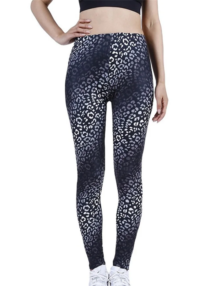 CUHAKCI Black White Leopard Print Leggings Workout Out Activewear Sexy Pants High Waist Leggin Sport Women Fitness Gym Jegging