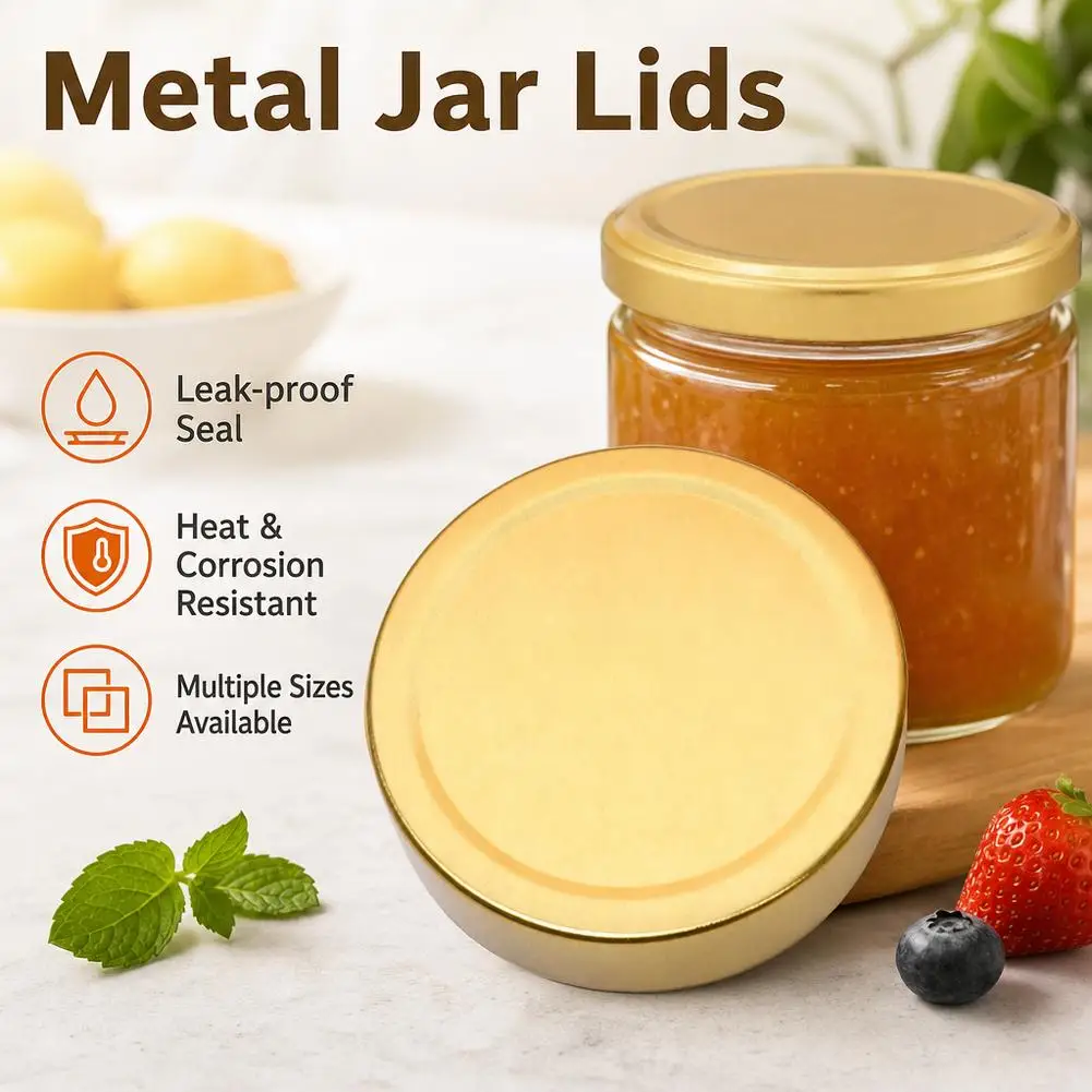 10/15/20/40Pcs Thickened Tinplate Lids Replacement Metal Screw Caps for Mason Jars Transparent Glass Bottles Jam Honey Seal Tops