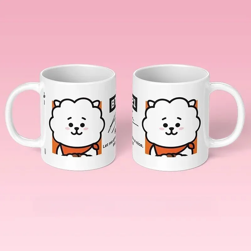 BT21 السيراميك كوب ماء الكرتون أنيمي تاتا تشيمي فنجان القهوة طالب كوب ماء سطح المكتب زخرفة هدية عيد ميلاد