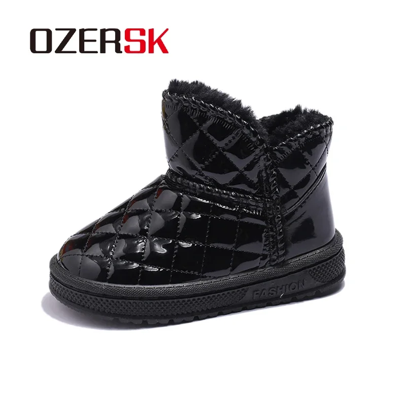 OZERSK Autumn Winter Children's Shoes Plush Warmth Comfortable Soft Girls Boys Lightweight Versatile Snow Boots Size 27-35