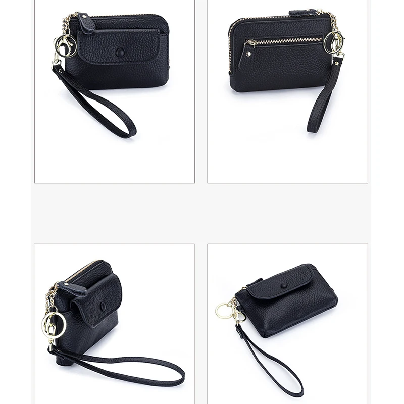 المرأة جلد طبيعي محفظة نسائية للعملات المعدنية تغيير المال مفتاح سماعات الأذن حامل بطاقة الائتمان لفتاة النساء مخلب صغير قصيرة عملة المحفظة أكياس #1