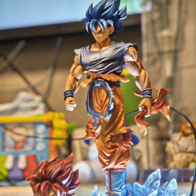 

Japanese Dragon Ball Anime Kirin Super Blue Goku Character Figurine Pvc Statue Super Saigod Can Shine Model Desktop Viewing