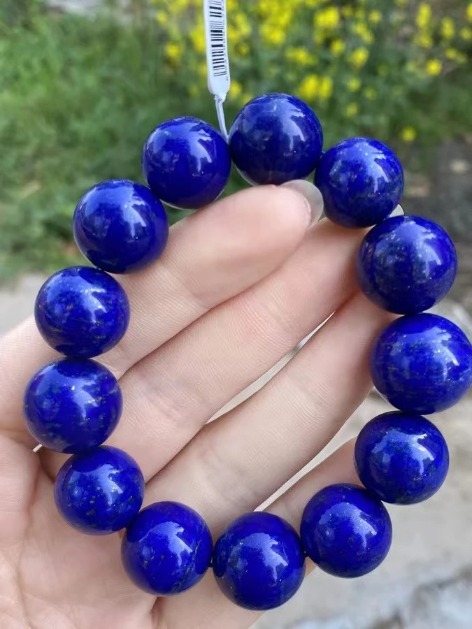 Natural Blue Lapis Lazuli Stone Beads Bracelet 16-18mm Women Men Stretch Round Crystal Bracelet Fashion Jewelry AAAAAA