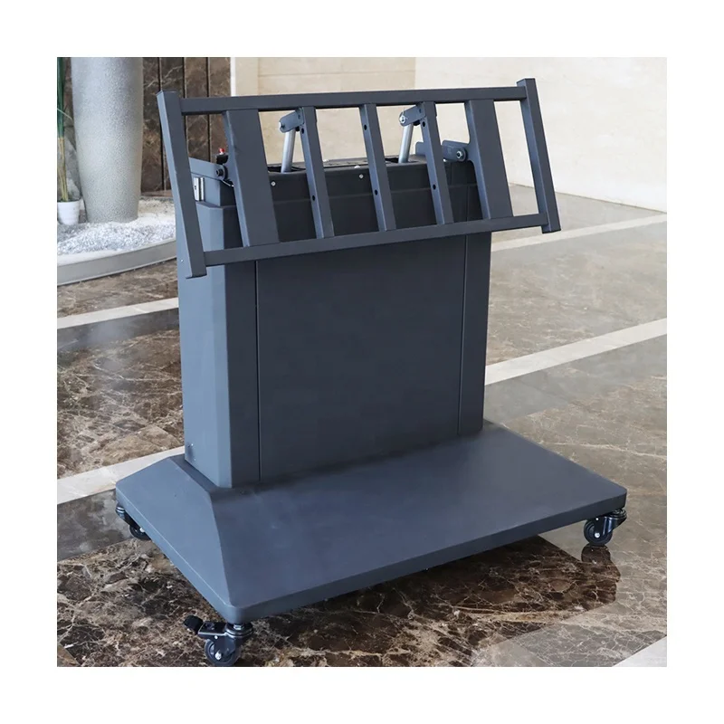Customized Motorized Height Angle Adjustable Mobile  Lift Cart Stand with Wheels Flip Down Movable TV Floor Stand Mount