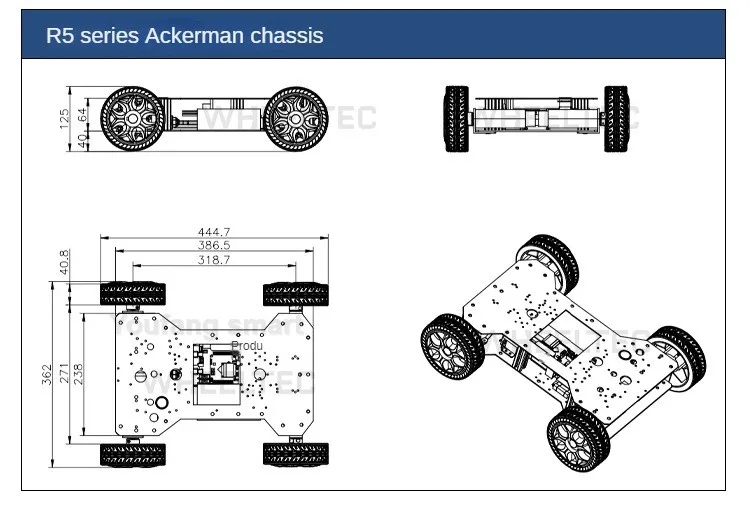 Big Ackerman Wheel 4WD Drive Roboterauto Metallgehäuse Hochpräziser GMR Encoder Motor RC Tank ROS Programmierbares Roboterauto DIY Kit – Detail 26