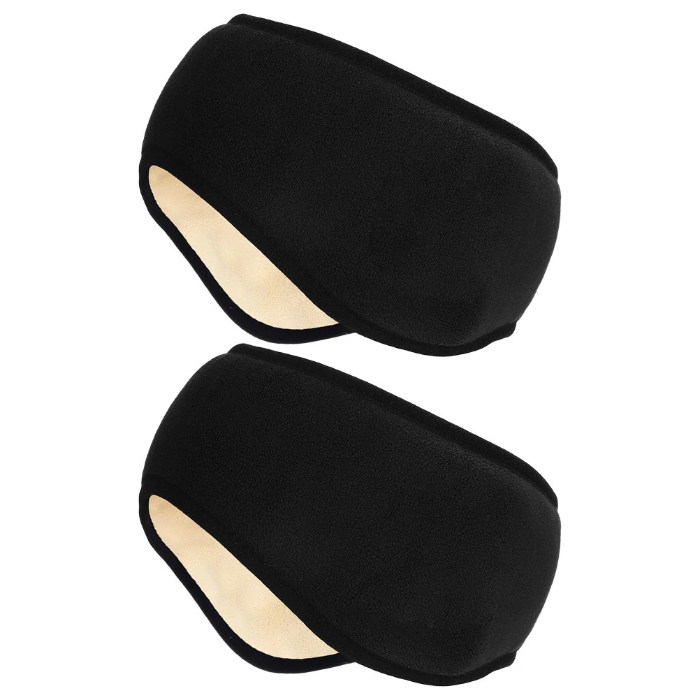 

2pcs Warm Sleep Earmuffs Headb Black Polyester Adjustable Ear Muffs Noise Blocking Winter Ear Warmer for Women Kids