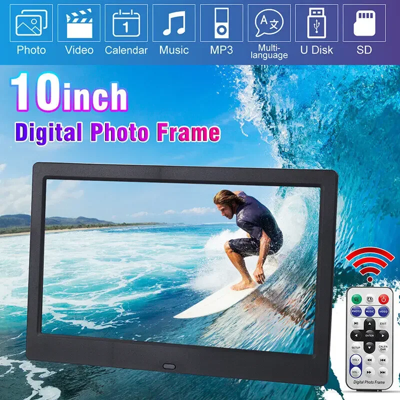 10 inch 16:9 HD Full Function Digital Photo Frame Electronic Album Digital Picture Music Video Player With Remote Control