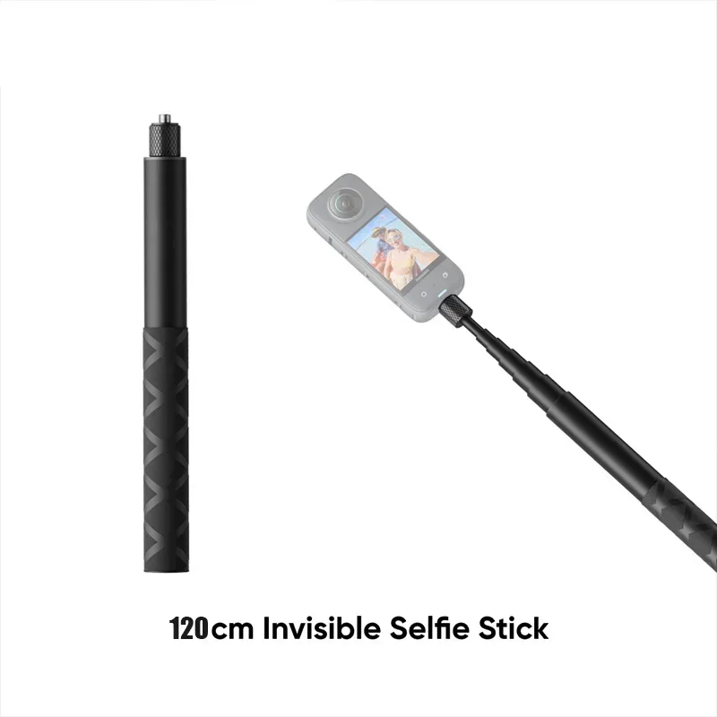 Palo de Selfie Invisible de fibra de carbono ultralargo, accesorios para GoPro, X3 Insta360/ONE X2 / ONE RS, 1,2 m