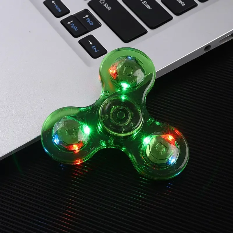 Transparent Crystal Fingertip Gyro Light Luminous Colorful Luminous Finger Pressure Reduction Anti-stress Adults Noctilucent Toy