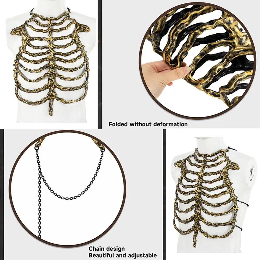Decorative PU Skeleton Harness Gothic Style Lightweight Skull Breastbone Skeleton Hollow Skeleton Frame Party