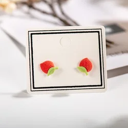 Small And Exquisite Colorful Fruit Peach Ceramic Earrings Hand Painted Gothique Accessories Jewellery Aretes De Mujer #XN342