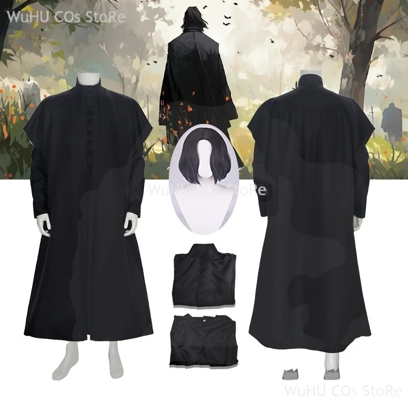 Costume de professeur de magie Snapee pour hommes et femmes, olympiques de chemises Everak noires d'école, uniforme de cosplay, perruque, fête d'Halloween, carnaval