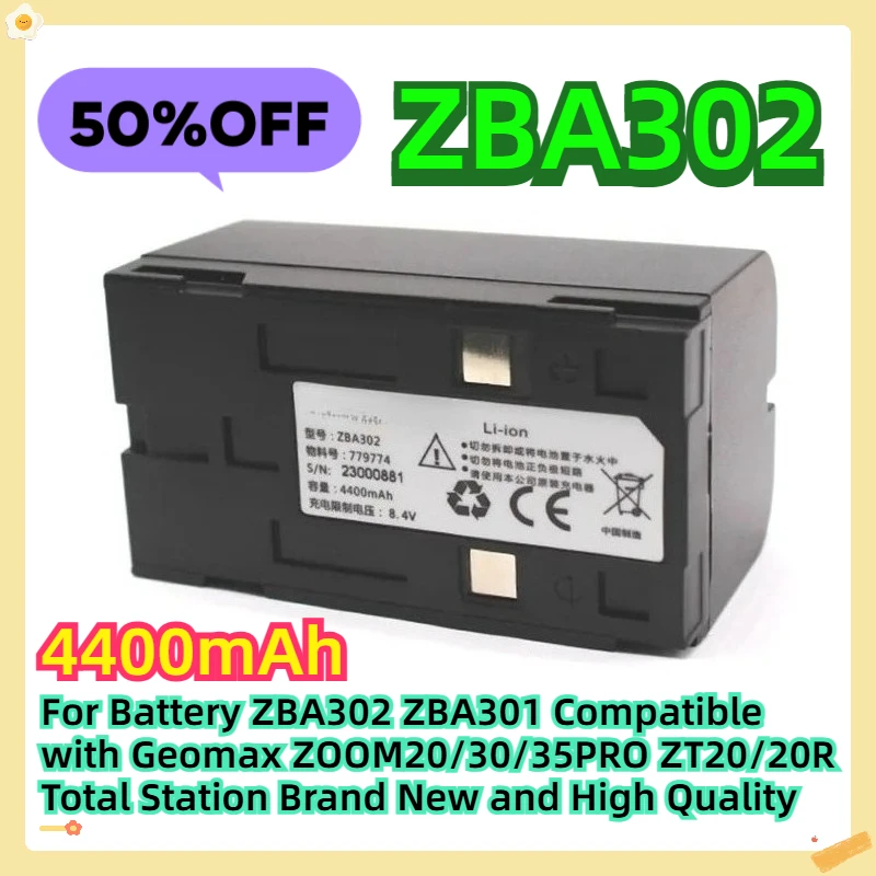 

For Battery ZBA302 ZBA301 Compatible with Geomax ZOOM20/30/35PRO ZT20/20R Total Station Brand New and High Quality