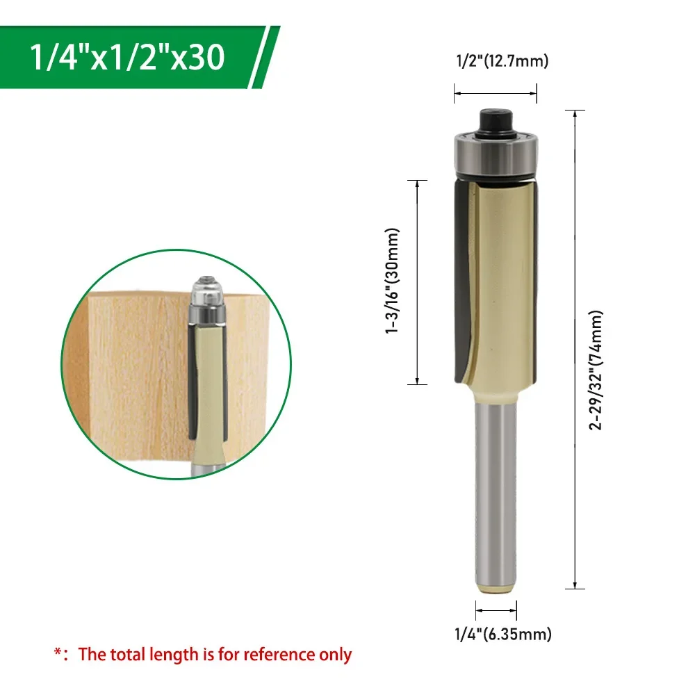 LAVIE 1 Stück 1/4 Zoll & 6 mm Schaft-Holzfräser, professioneller Gold-Trimmfräser für Bündigfräsen und Nutenfräsen H060160620GD – Detail 15