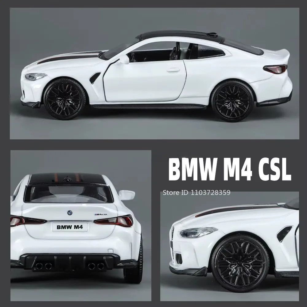 1:36 Modellauto BMW M4 CSL M3 1987, Miniaturautos, Legierung, Druckguss-Türen, geöffnet, zurückziehbare Gummireifen, Ornament, Spielzeug für Kinder, Geschenke – Detail 8