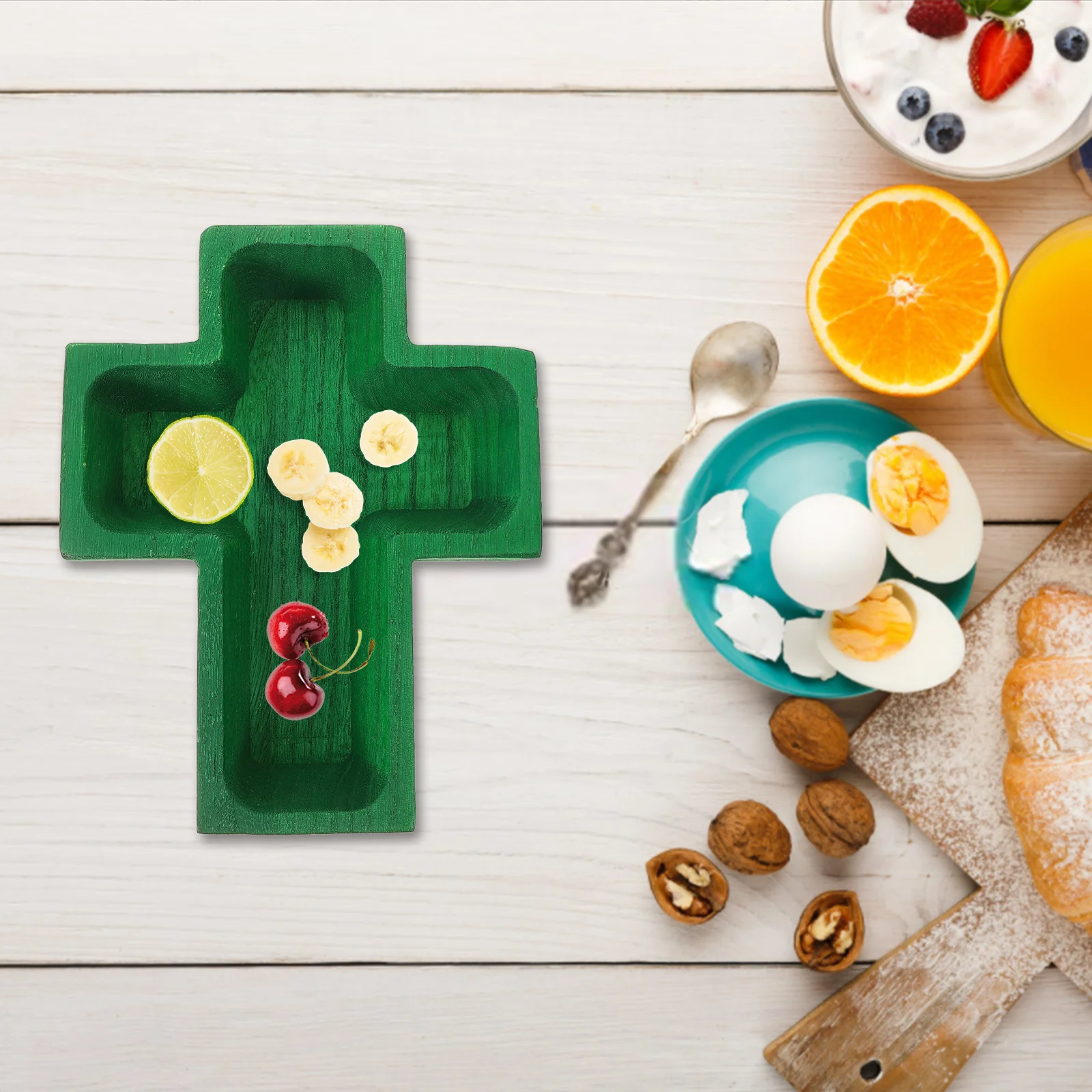 

Wooden Cross Shape Serving Tray Elegant Fruit Dessert Plate for Parties Holidays Snack Organization Cross Bowl