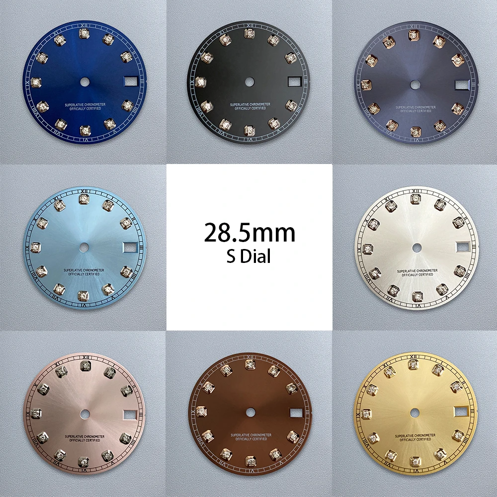 

28.5mm S Logo Diamond Dial Fit NH35/NH36/4R/7S Japanese Automatic Movement High-Quality Sunray Dial Watch Modified Accessories