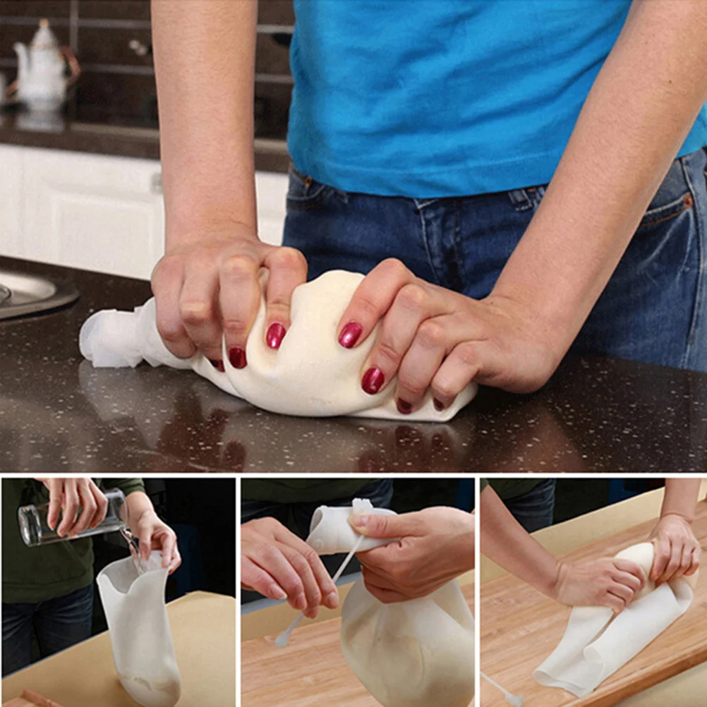 

Silicone Kneading Dough Bag White Reusable Non-Stick Food Safe Kitchen Tool for Bread Pastry Pizza Multifunctional Flour Mixing
