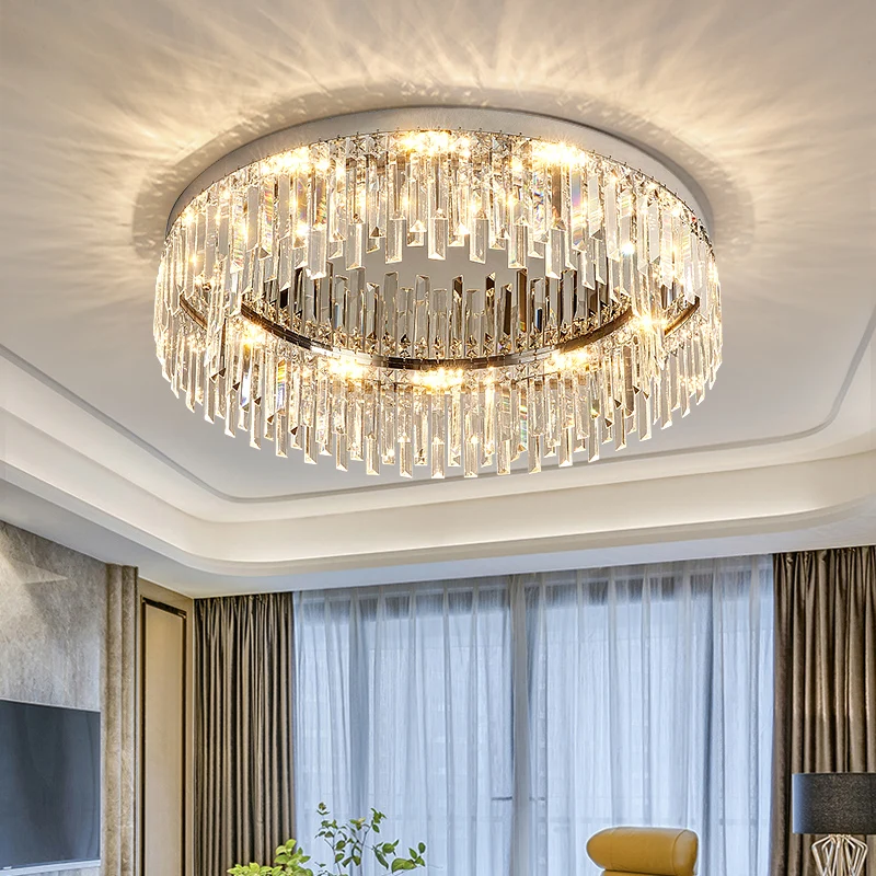 Ceiling modern simple light luxury crystal lamp duplex floor chandelier