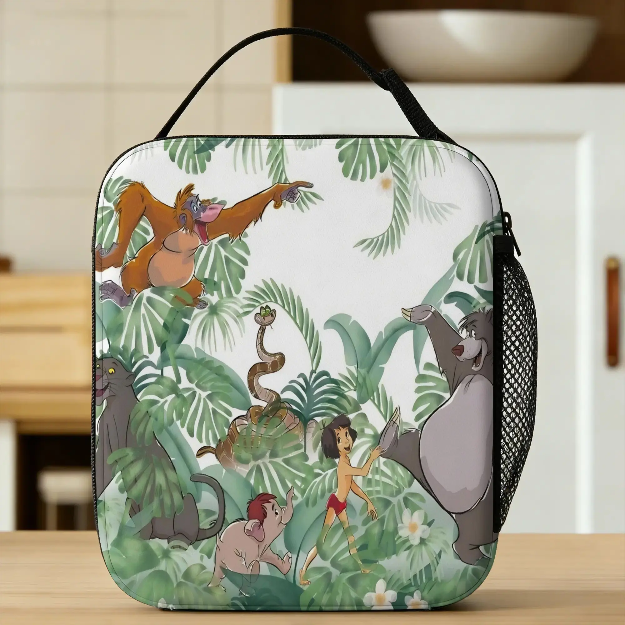 The Jungles Books Lunchtasche, modische Lunchbox für Kinder, Reisen, tragbare, isolierte Kühltasche, wasserdichte Grafik-Tragetasche für Lebensmittel – Detail 1
