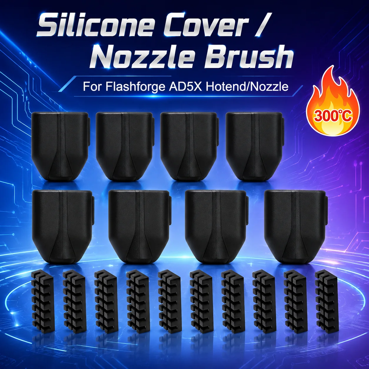 For Flashforge AD5X Hotend Kit Protector Cover Silicone Cover High Quality Nozzle Wiper Cleaner Nozzle Brush Silicone Case