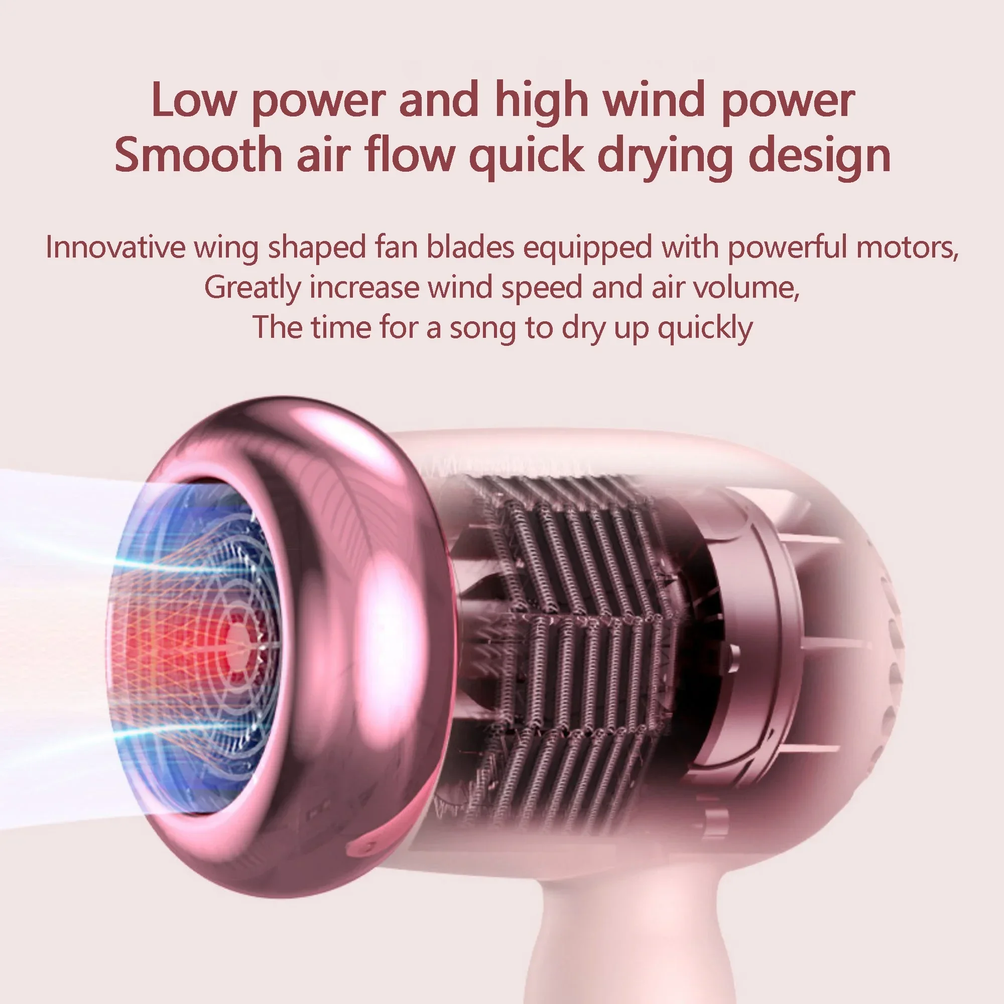 2024 New High Speed Hair Dryer Low Noise Negative Ion Hair Care Constant Temperature Fast Drying Hair Dryer for Home Salon Use