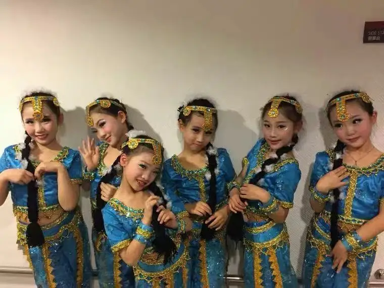 Girls' Indian dance performance costumes, children's Xinjiang dance stage performance costumes, belly dance costumes