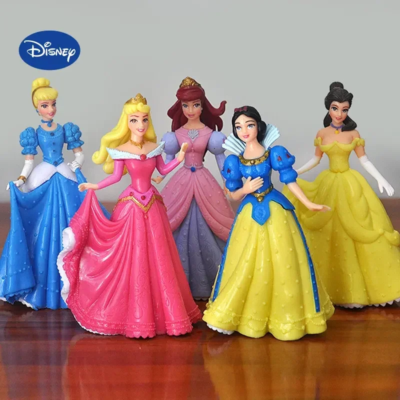 5Pcs/Set Disney Princess Snow White Cinderella Belle Sleeping Beauty Mermaid PVC Action Figure Model Toys Doll Girl Special Gift