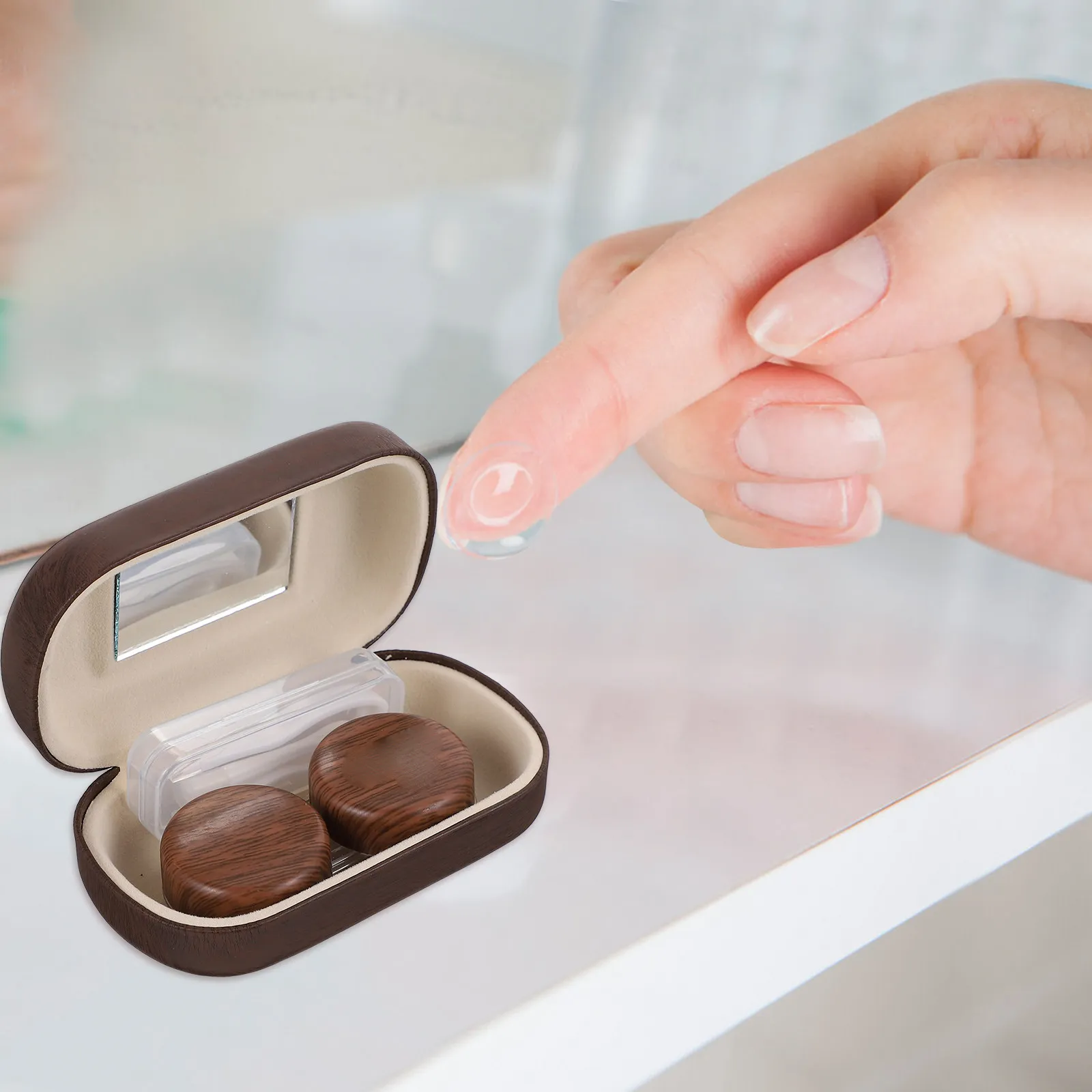 

1 комплект герметичных футляров для контактных линз с зеркалом, портативный дорожный контейнер для хранения линз, органайзер для глазных линз