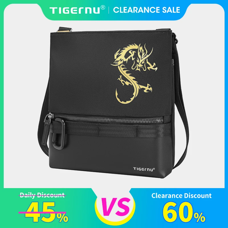 Lifetime Warranty Fashion Crossbody Bag Male Chinese Style Shoulder Bags 9.7 inch Tablet Mini Travel Messenger Bag Dragon Series