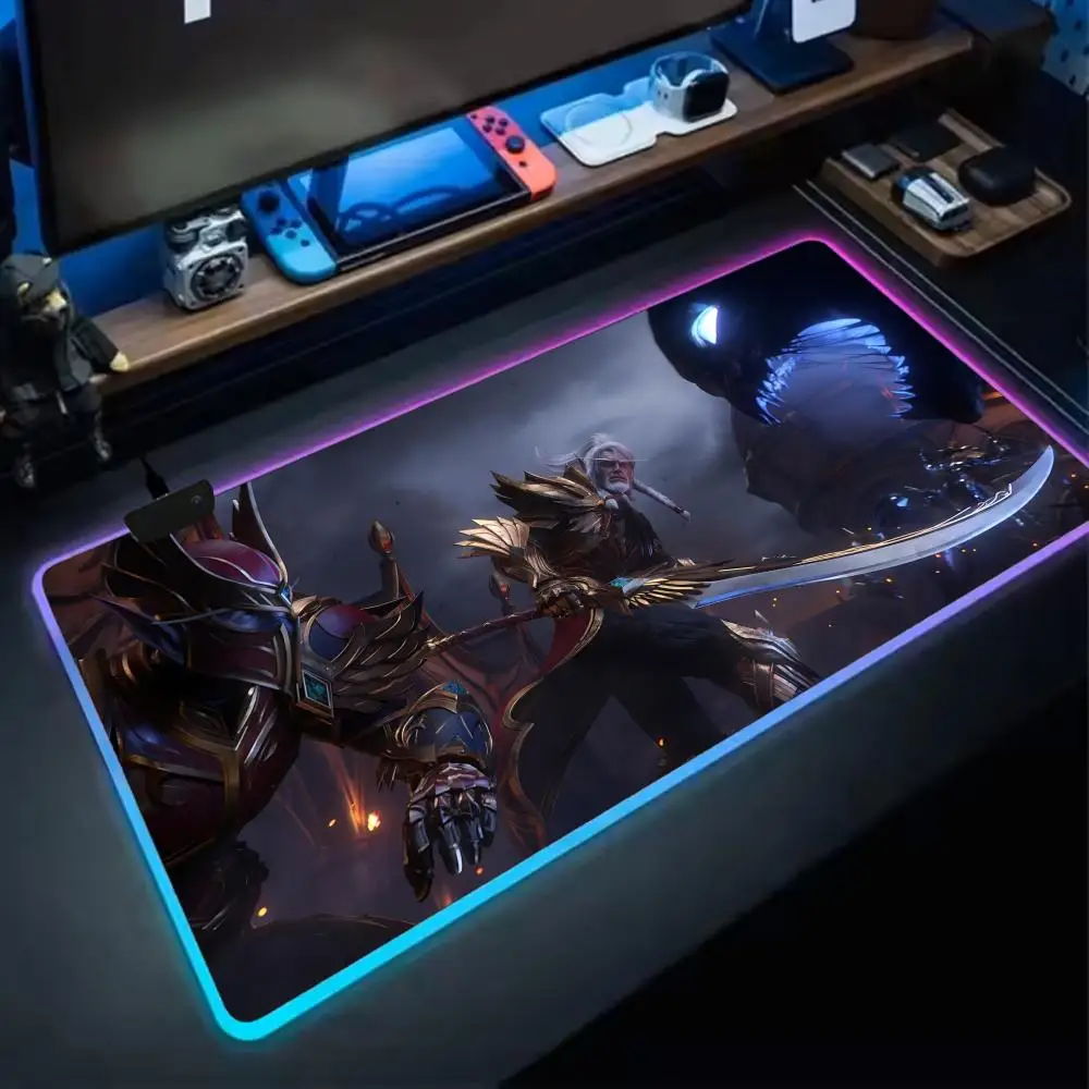 Alfombrilla de ratón World of Warcraft Midnight RGB extra grande para juegos, superficie suave, antideslizante, luces personalizables