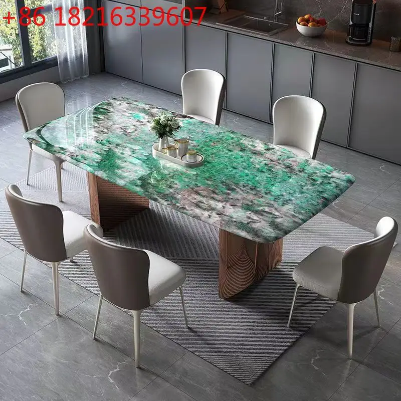 YAO natural large dining table simple supercrystalline stone small apartment dining table rectangular light transmission