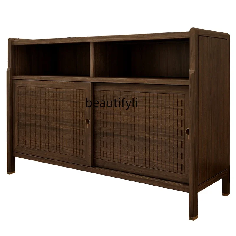 

VCustomized Modern New Chinese Style Solid Wood Sideboard Liquor Cabinet Walnut Tea Cabinet Home Locker Dining Room Furniture