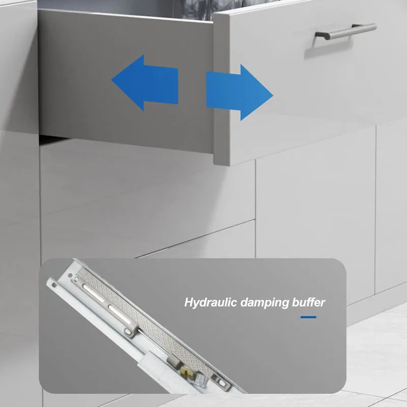 1Pair Lower Drawer Track Cabinet Bottom Hidden Slide Damping Buffer Drawer Slideway Home Hardware Accessories
