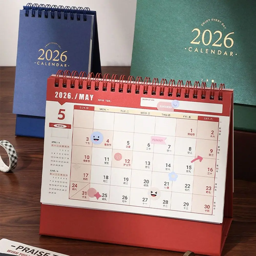 Simple Coil 2026 Desk Calendar Portable Desktop Decoration Mini Calendar Daily Planner Gifts