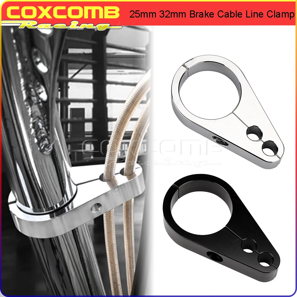 Braçadeira de cabo de freio de alumínio cnc, 25mm/32mm, 1 1/4 ", suporte de cabo de acelerador duplo, barra de quadro para harley honda yamaha suzuki cafe racer