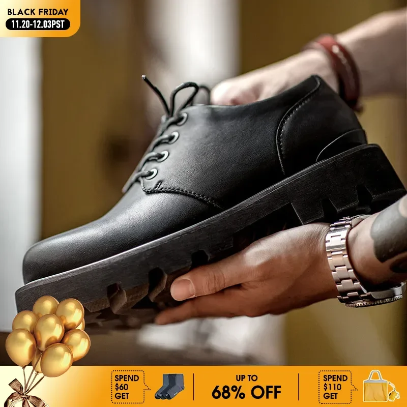 

Maden Men's Matte Derby Shoes 2023 Autumn New Boots Casual Thick Sole Leather Shoes Retro Versatile Low Top Shoes