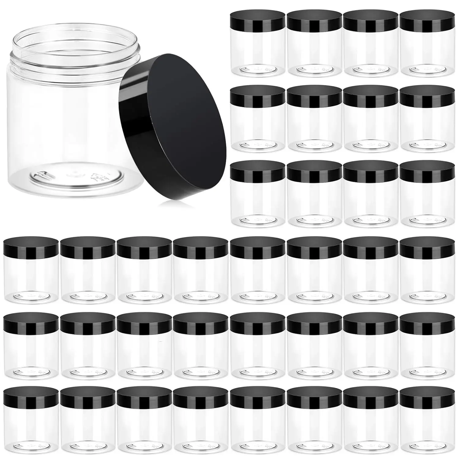 4oz Plastikdosen mit Deckeln, klare runde Kosmetikbehälter, leere Aufbewahrungsdosen für Make-up, Schmuck, Proben, Reiseaufbewahrung – Detail 1