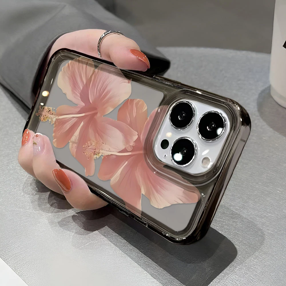 Pink Hibiscus Slim Soft Silicone Case For Iphone 11 17 Air 12 16 14 15 13 Pro Max Plus  Lightweight Cover