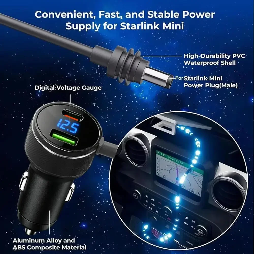 Für Starlink Mini Autoladegerät 12V-24V auf 30V 2A Aufwärtswandler mit digitaler Spannungsanzeige QC3.0+PD Netzadapter Autozubehör – Detail 2