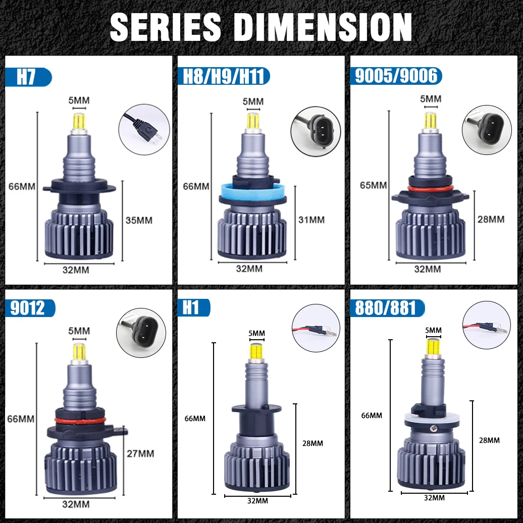 H7 Led Bulb Canbus H1 H8 H11 Fog Light 9006 Hb4 9005 Hb3 9012 Hir2 Led H27 880/881 30000LM H7 Led 360 Auto Lamps 6000K Mini 12V